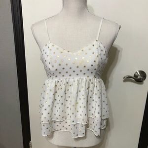 Gold polka dot zipped top